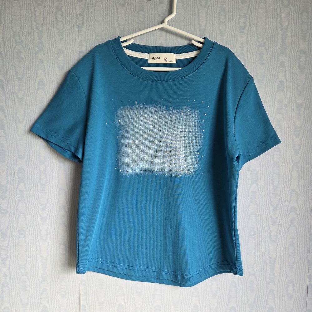 Girls APM Mickey‎ Mouse Cloud Print Rhinestone Bedazzled Heavyweight T Shirt XL